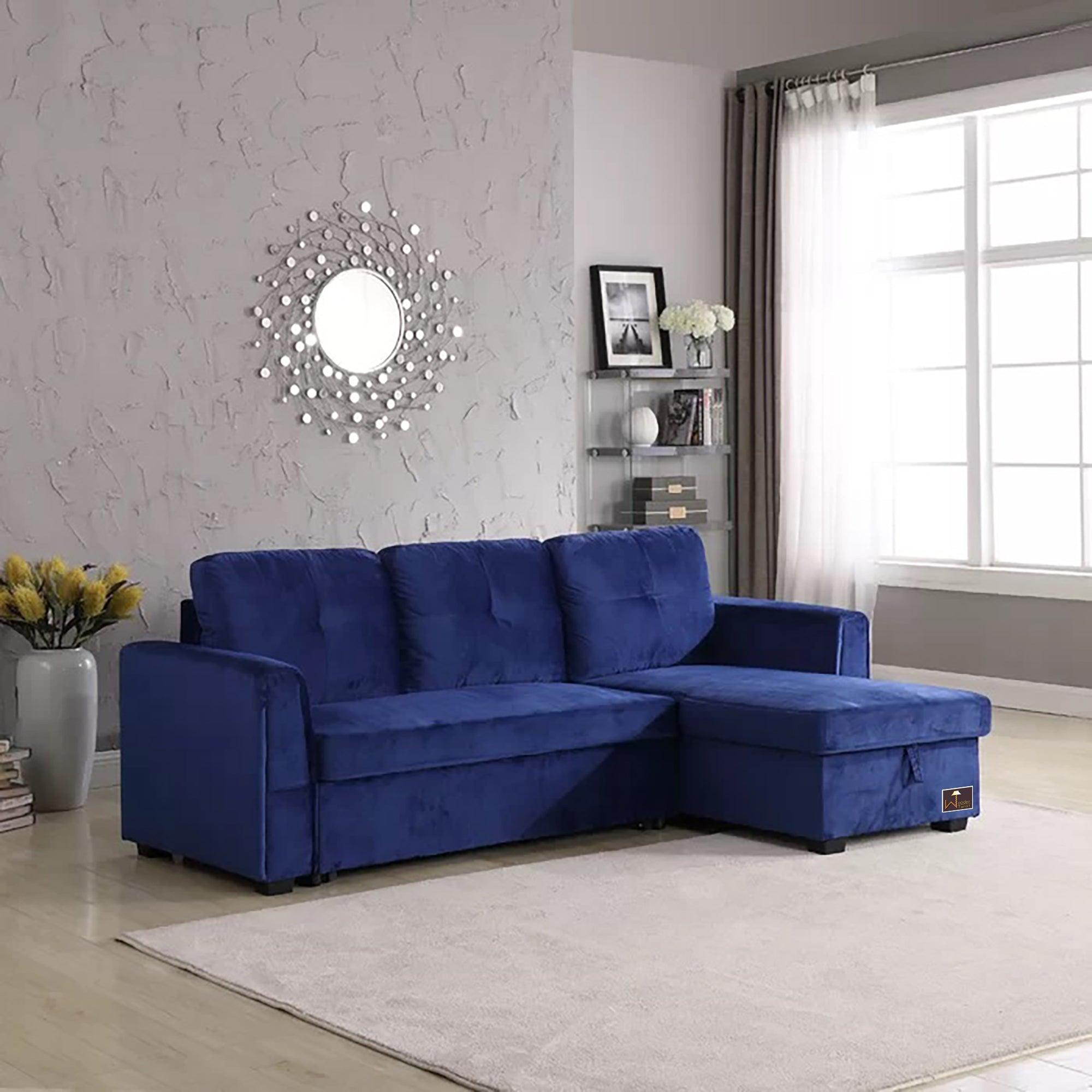 Madera 5 Seater L-Shape Sofa Cum Bed with Comfort Cushion - WoodenTwist