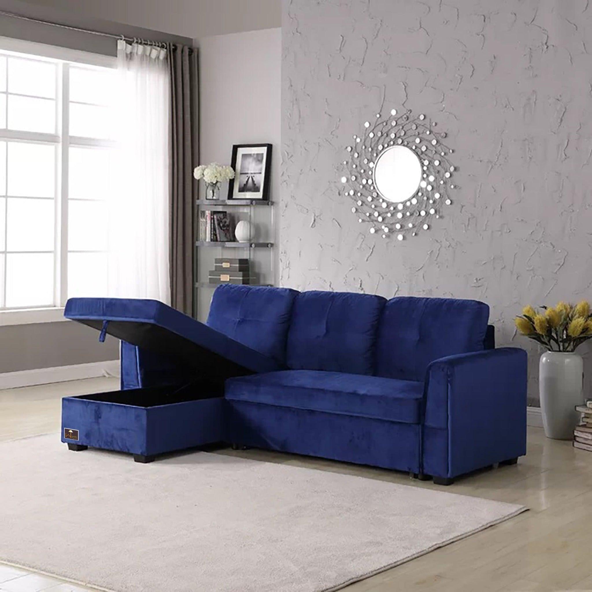Madera 5 Seater L-Shape Sofa Cum Bed with Comfort Cushion - WoodenTwist
