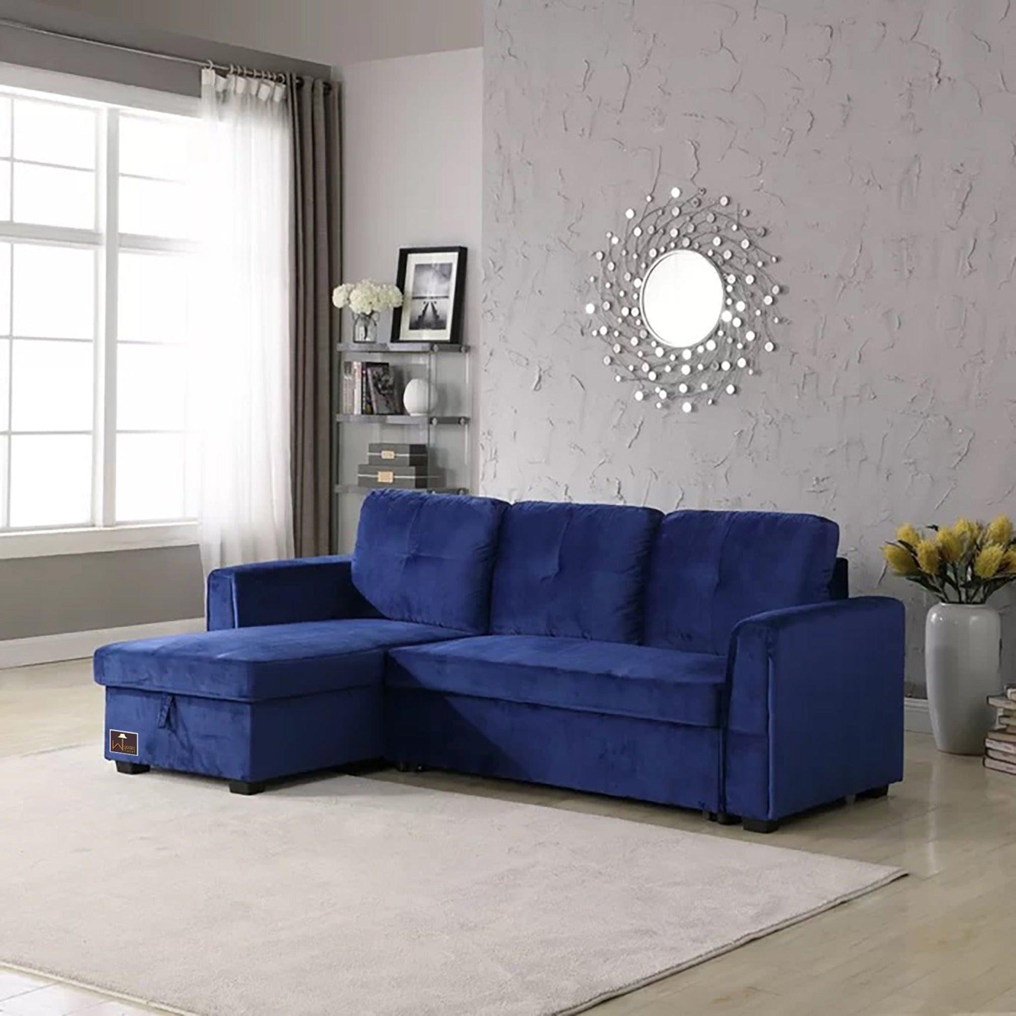 Madera 5 Seater L-Shape Sofa Cum Bed with Comfort Cushion - WoodenTwist