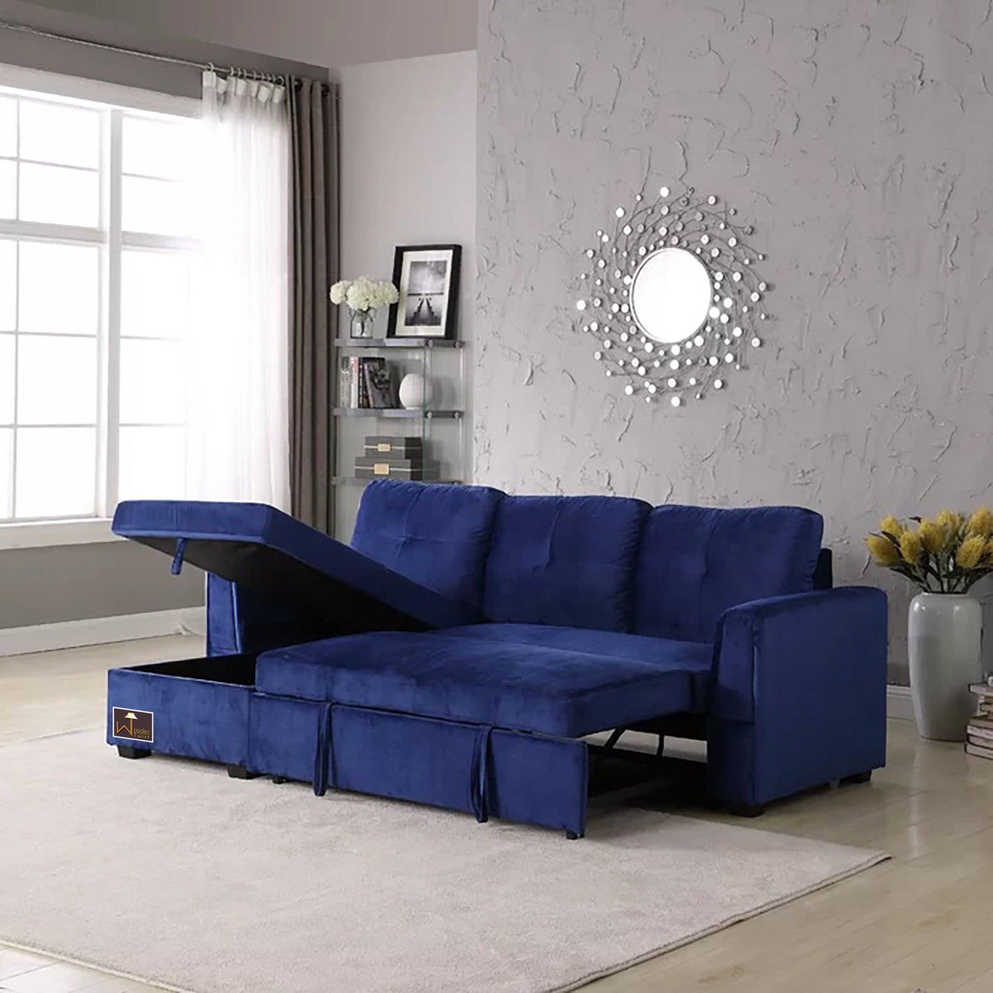 Madera 5 Seater L-Shape Sofa Cum Bed with Comfort Cushion - WoodenTwist