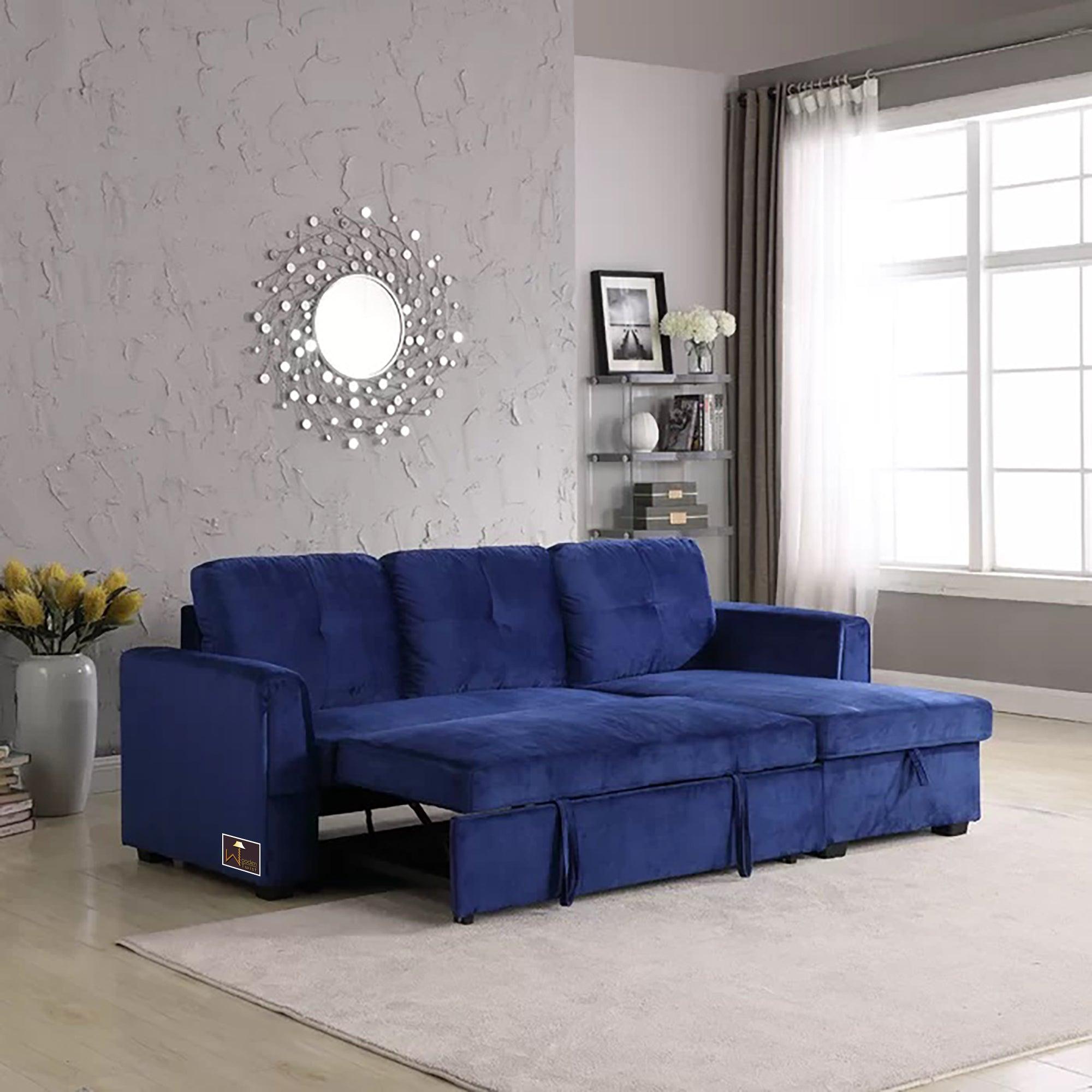 Madera 5 Seater L-Shape Sofa Cum Bed with Comfort Cushion - WoodenTwist