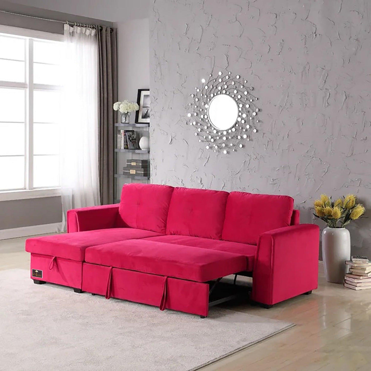 Madera 5 Seater L-Shape Sofa Cum Bed with Comfort Cushion - WoodenTwist