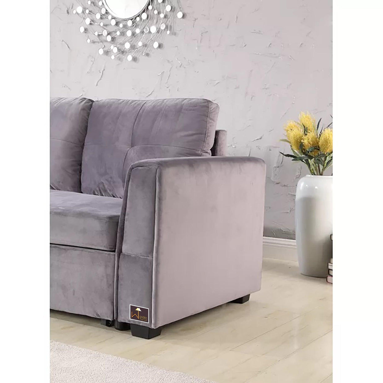Madera 5 Seater L-Shape Sofa Cum Bed with Comfort Cushion - WoodenTwist
