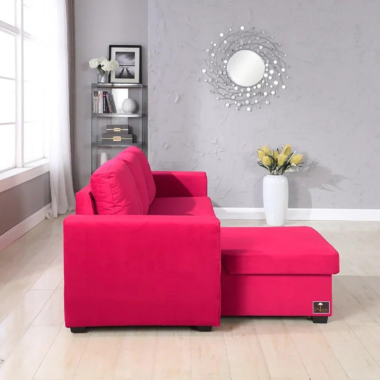 Madera 5 Seater L-Shape Sofa Cum Bed with Comfort Cushion - WoodenTwist