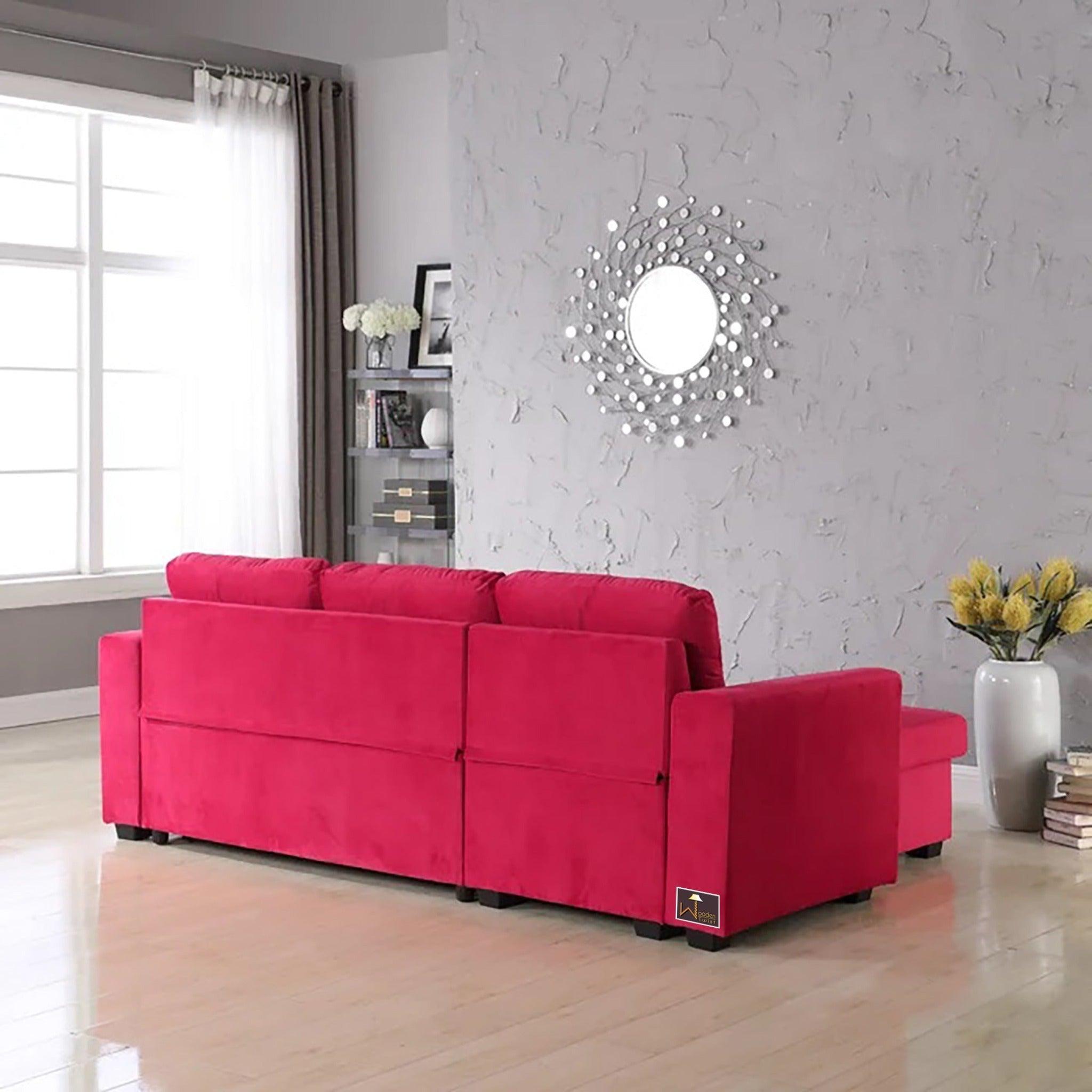 Madera 5 Seater L-Shape Sofa Cum Bed with Comfort Cushion - WoodenTwist