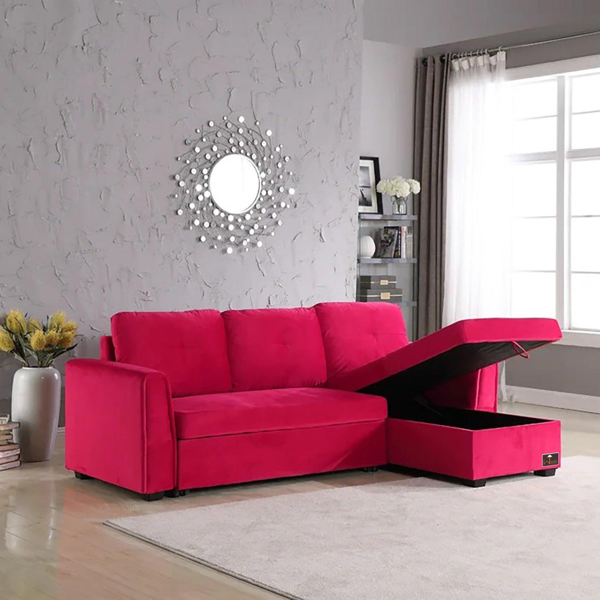 Madera 5 Seater L-Shape Sofa Cum Bed with Comfort Cushion - WoodenTwist