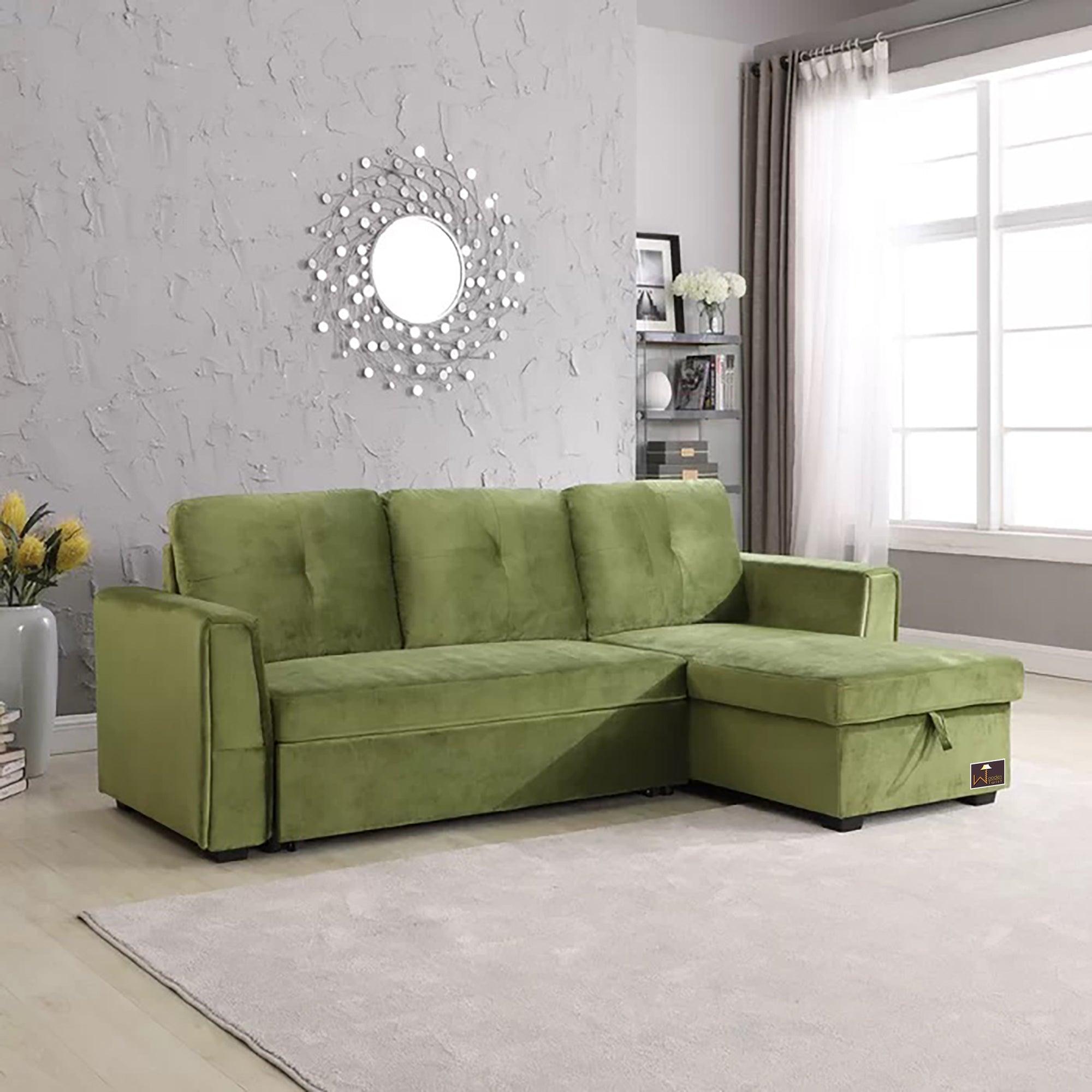 Madera 5 Seater L-Shape Sofa Cum Bed with Comfort Cushion - WoodenTwist