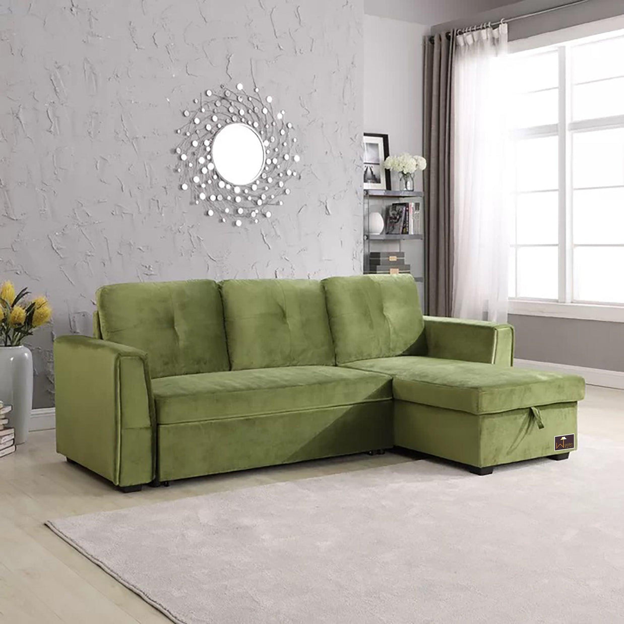 Madera 5 Seater L-Shape Sofa Cum Bed with Comfort Cushion - WoodenTwist