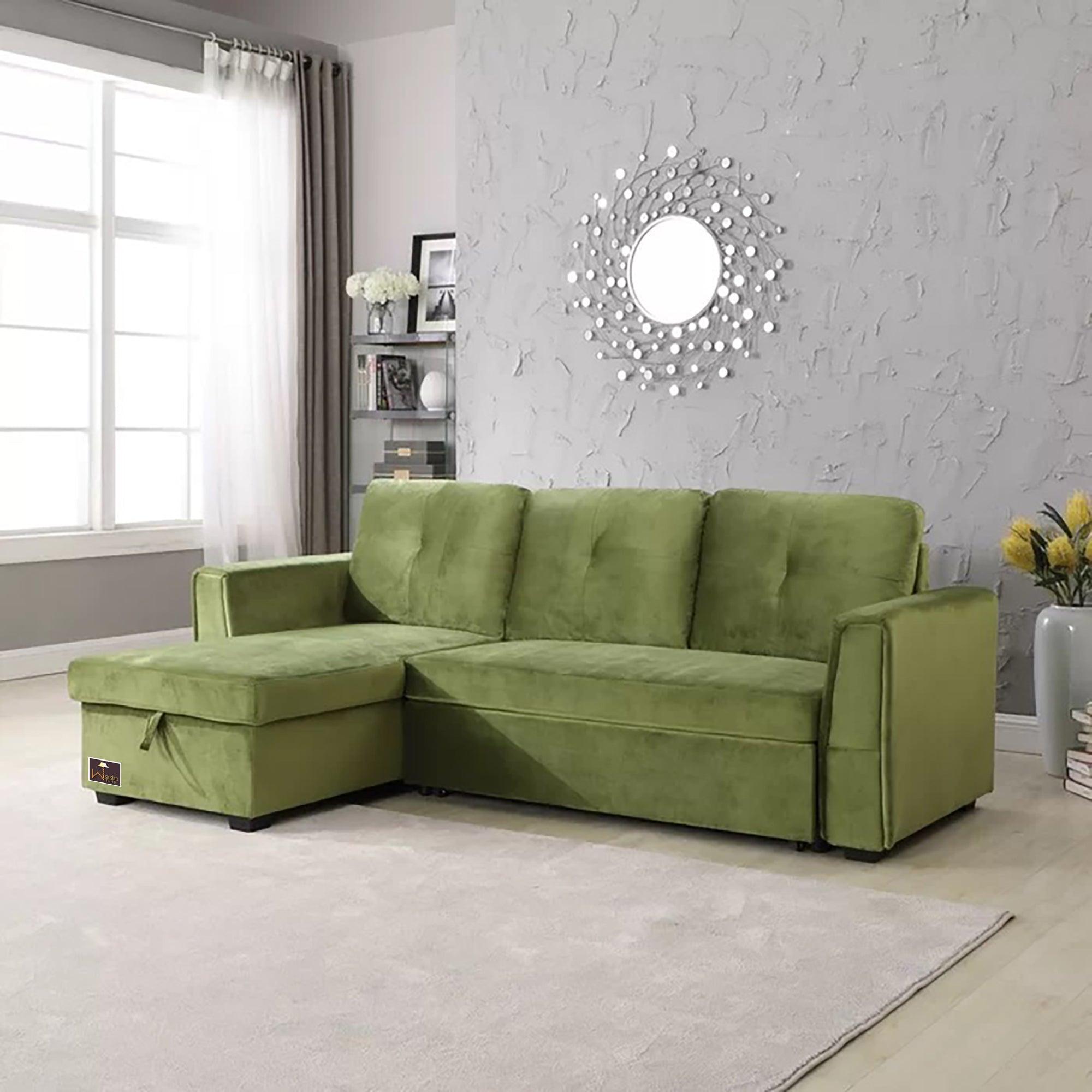 Madera 5 Seater L-Shape Sofa Cum Bed with Comfort Cushion - WoodenTwist