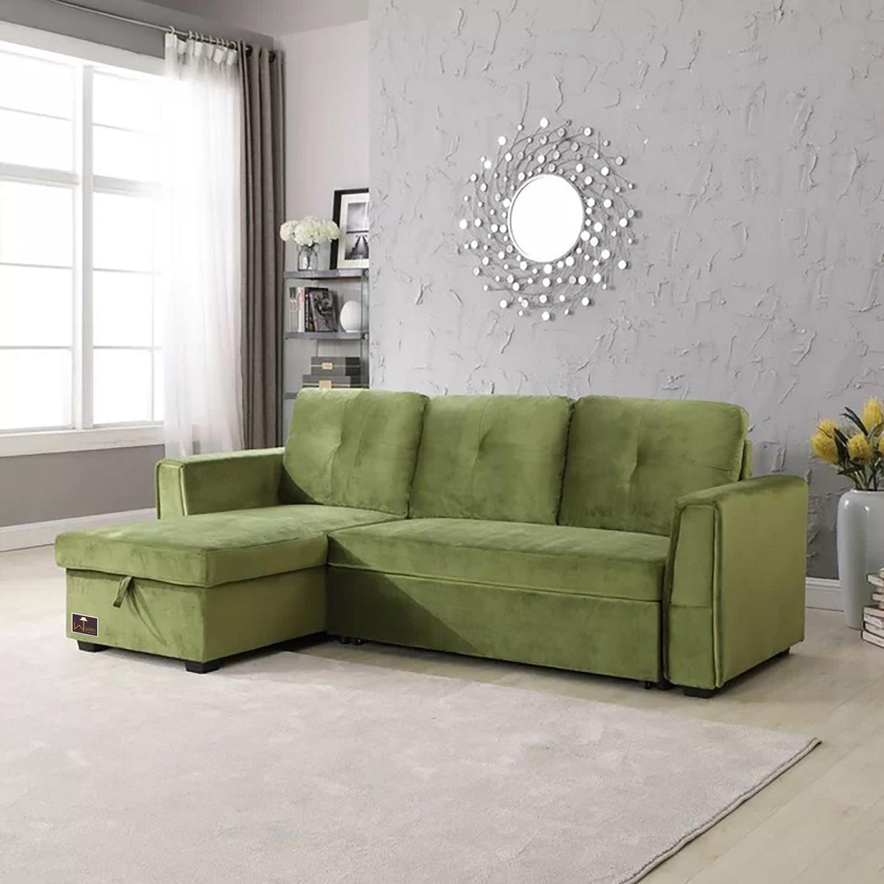 Madera 5 Seater L-Shape Sofa Cum Bed with Comfort Cushion - WoodenTwist