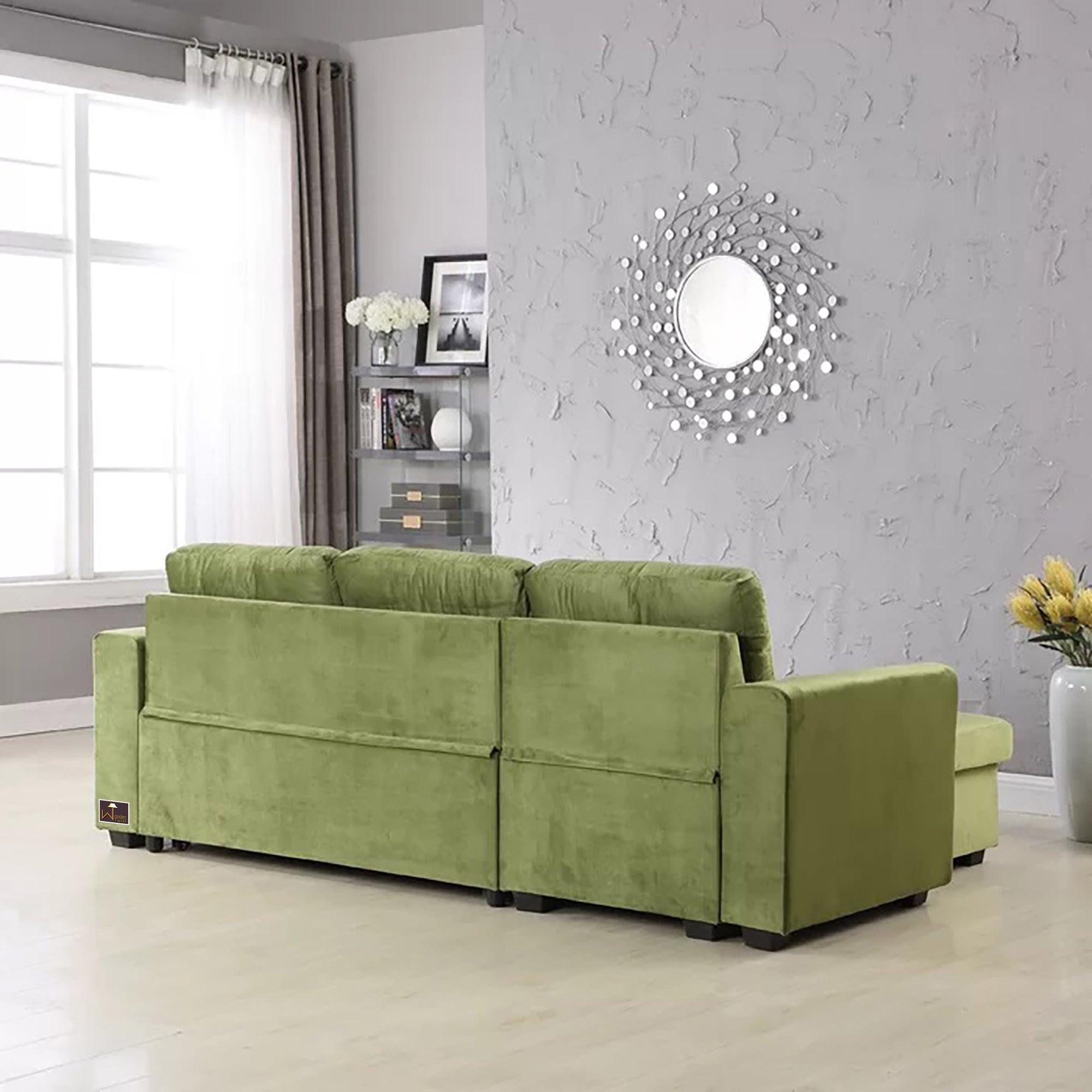 Madera 5 Seater L-Shape Sofa Cum Bed with Comfort Cushion - WoodenTwist