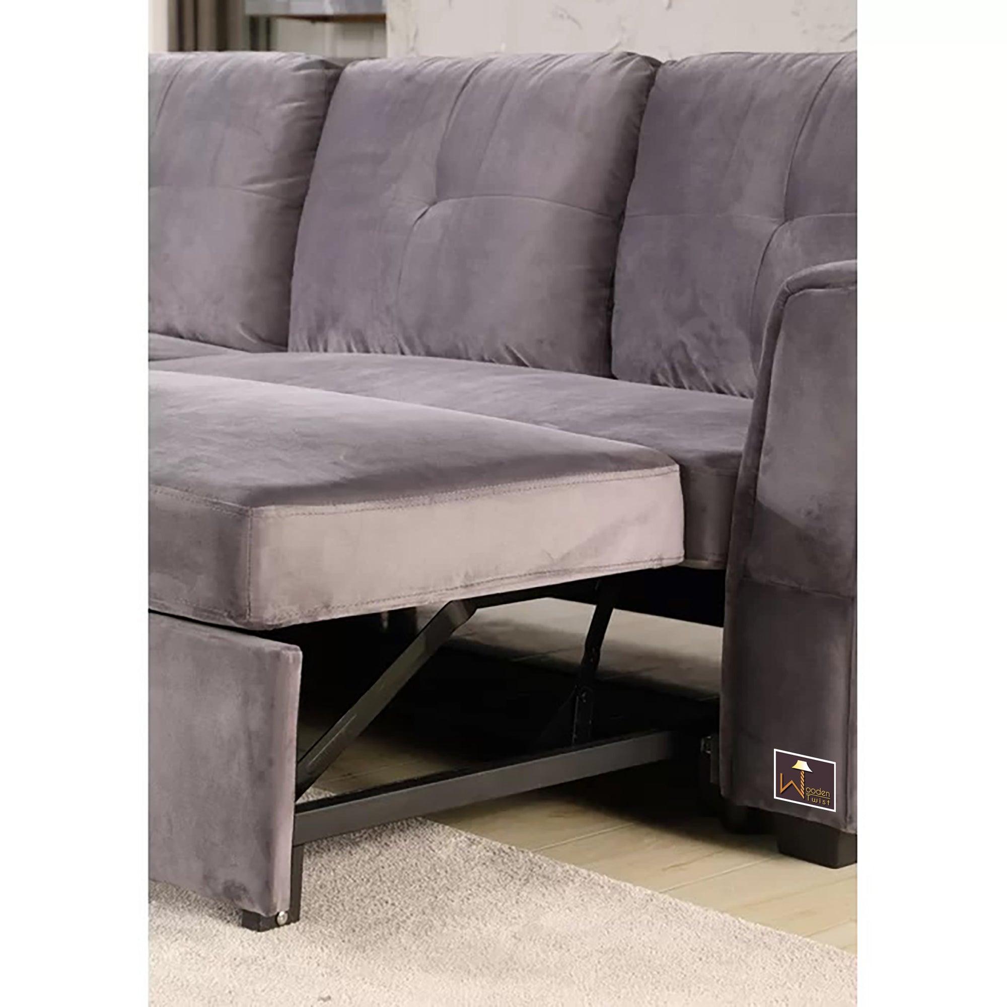 Madera 5 Seater L-Shape Sofa Cum Bed with Comfort Cushion - WoodenTwist