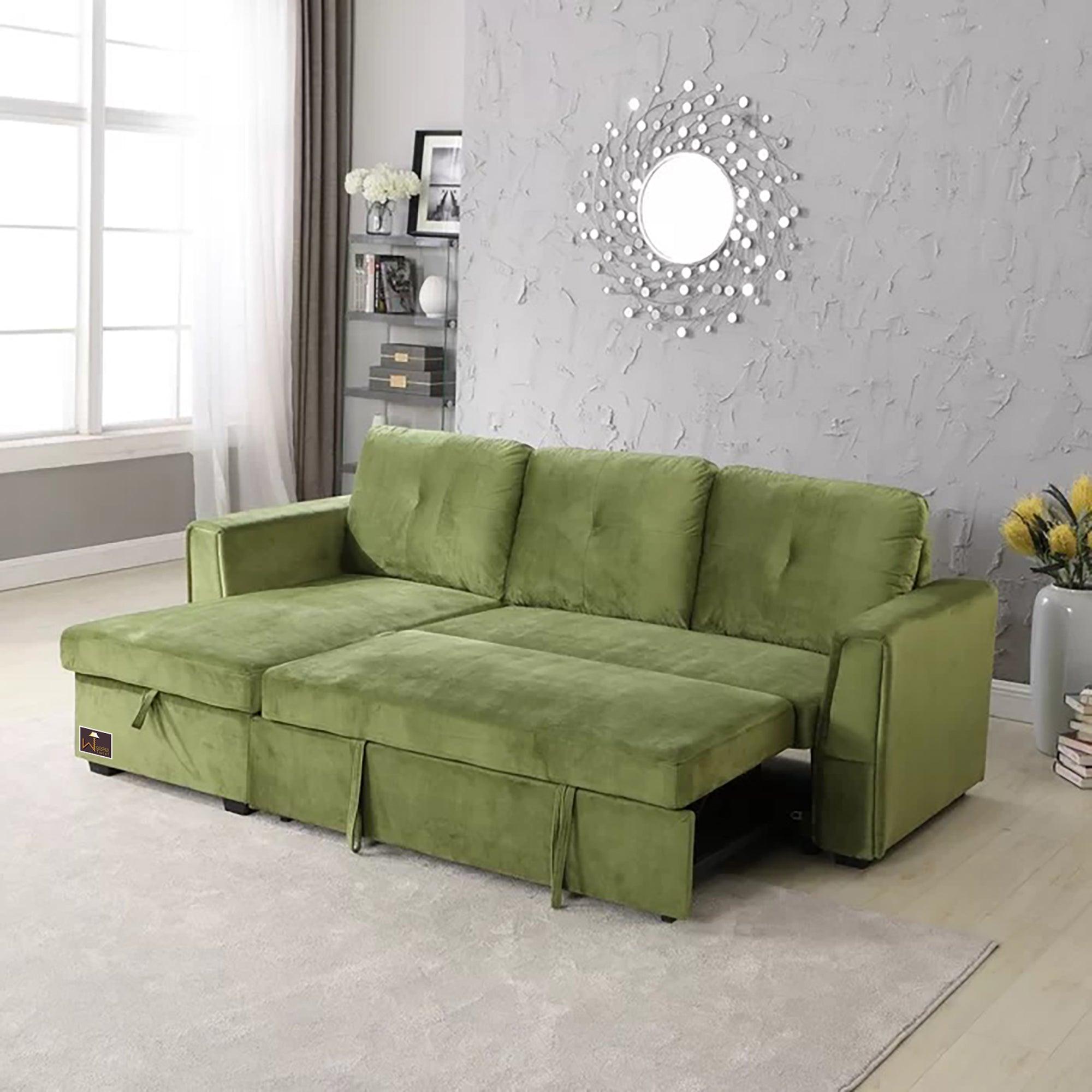 Madera 5 Seater L-Shape Sofa Cum Bed with Comfort Cushion - WoodenTwist