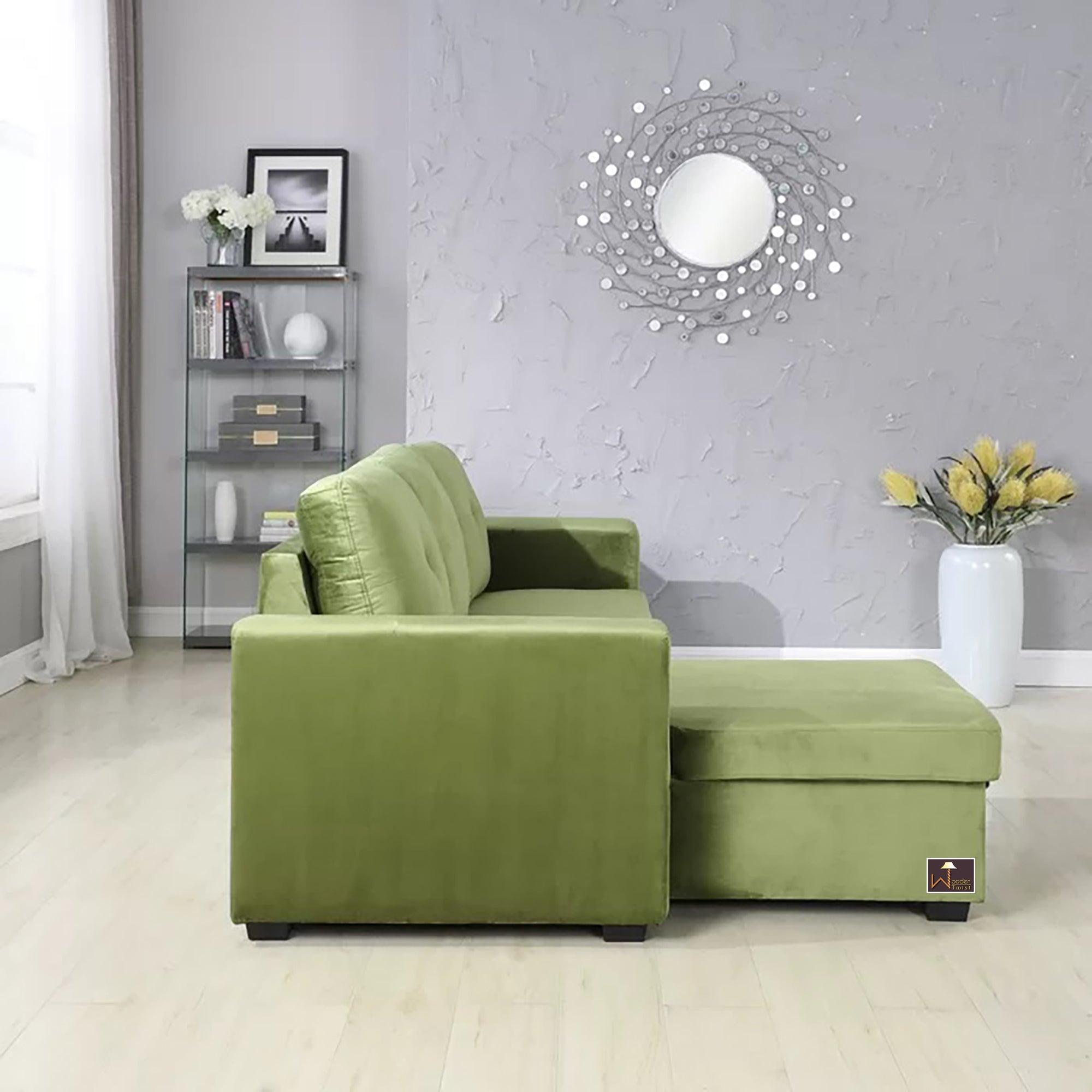 Madera 5 Seater L-Shape Sofa Cum Bed with Comfort Cushion - WoodenTwist