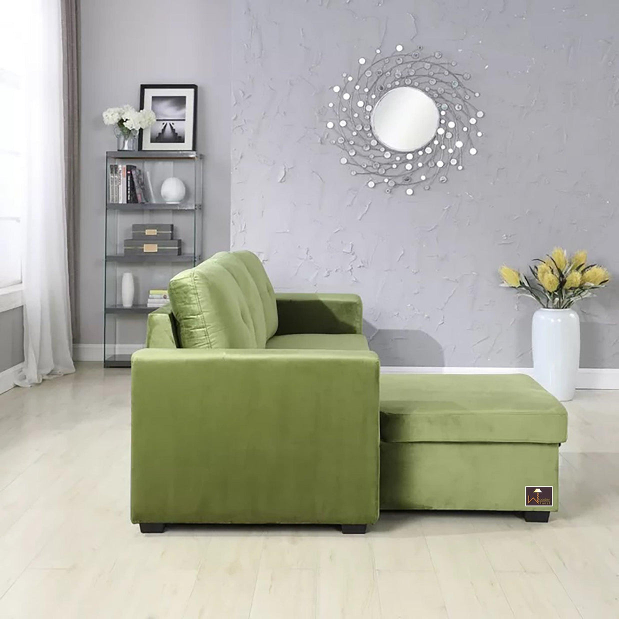 Madera 5 Seater L-Shape Sofa Cum Bed with Comfort Cushion - WoodenTwist