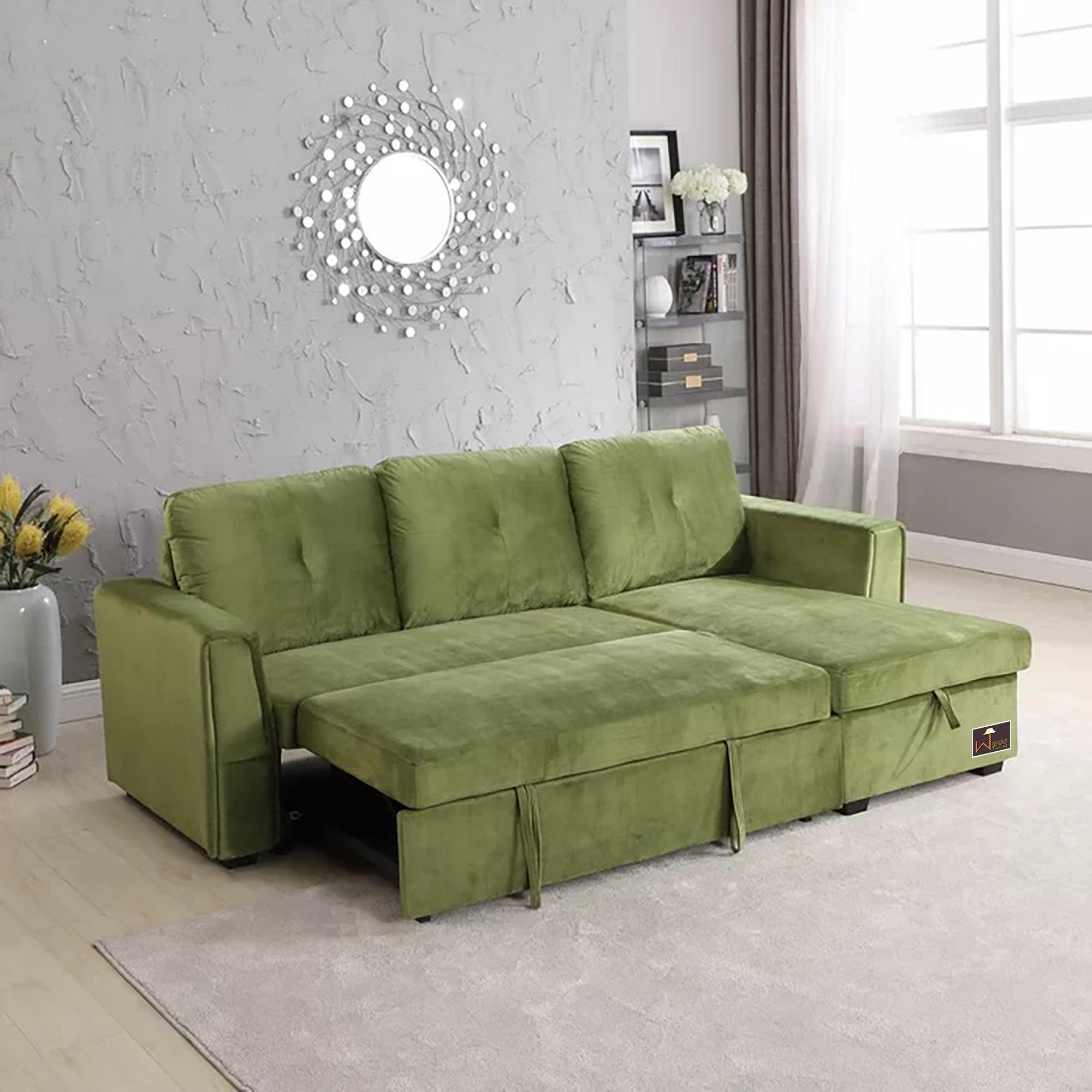 Madera 5 Seater L-Shape Sofa Cum Bed with Comfort Cushion - WoodenTwist