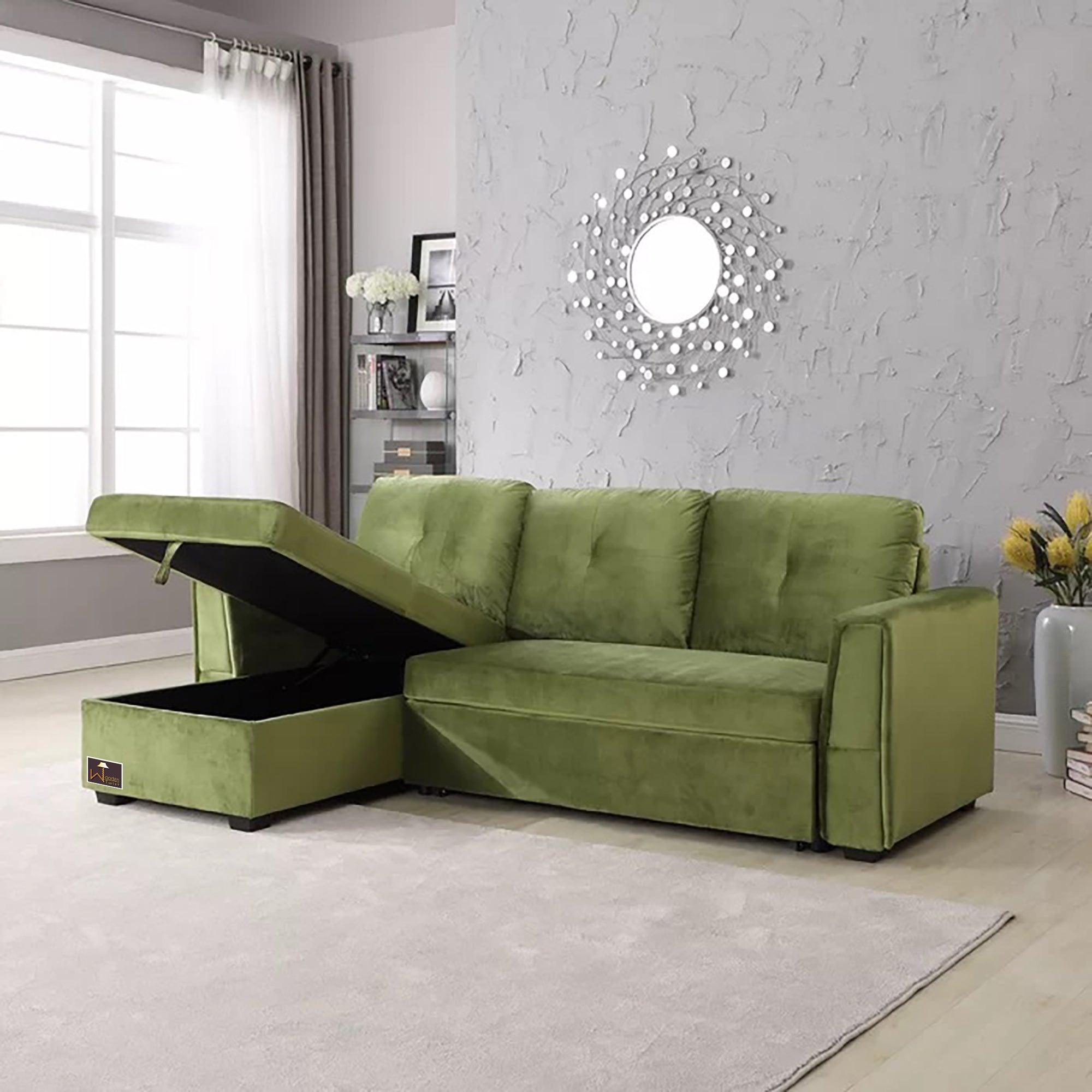 Madera 5 Seater L-Shape Sofa Cum Bed with Comfort Cushion - WoodenTwist