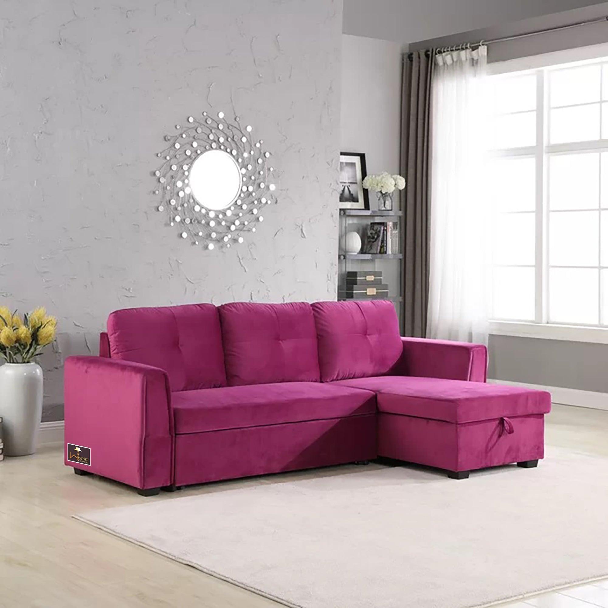 Madera 5 Seater L-Shape Sofa Cum Bed with Comfort Cushion - WoodenTwist