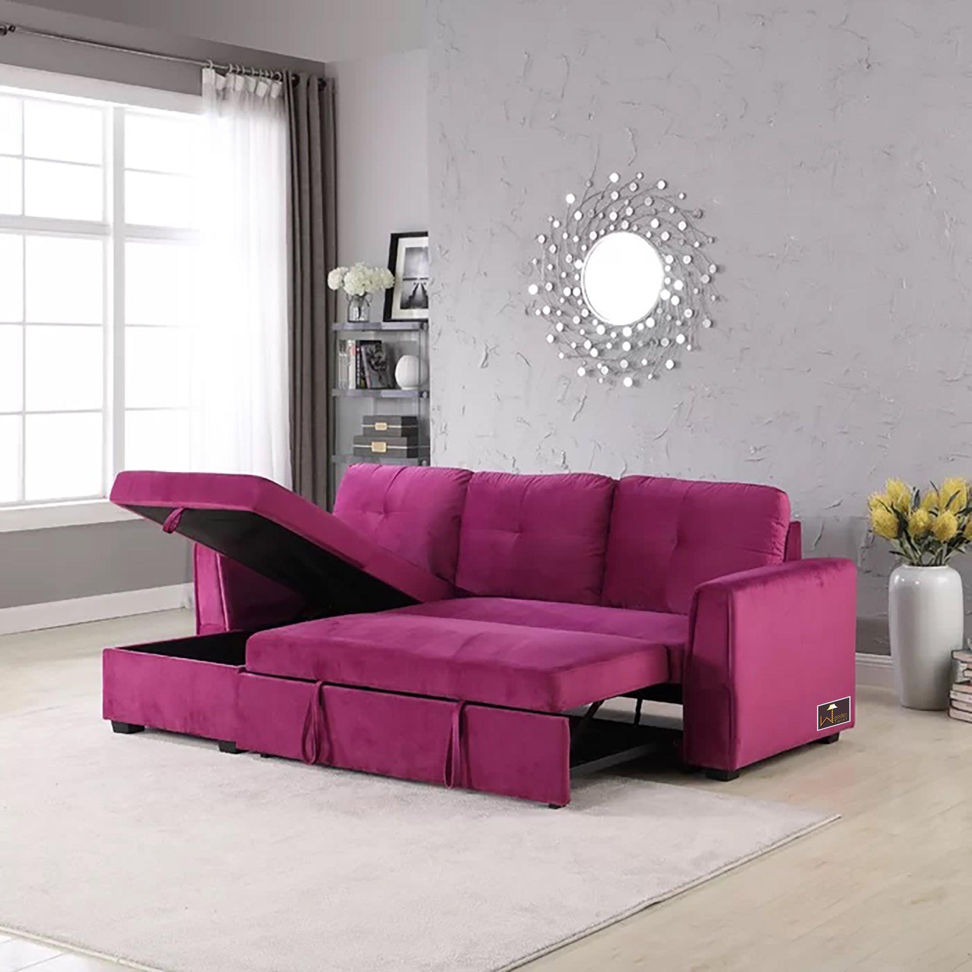 Madera 5 Seater L-Shape Sofa Cum Bed with Comfort Cushion - WoodenTwist