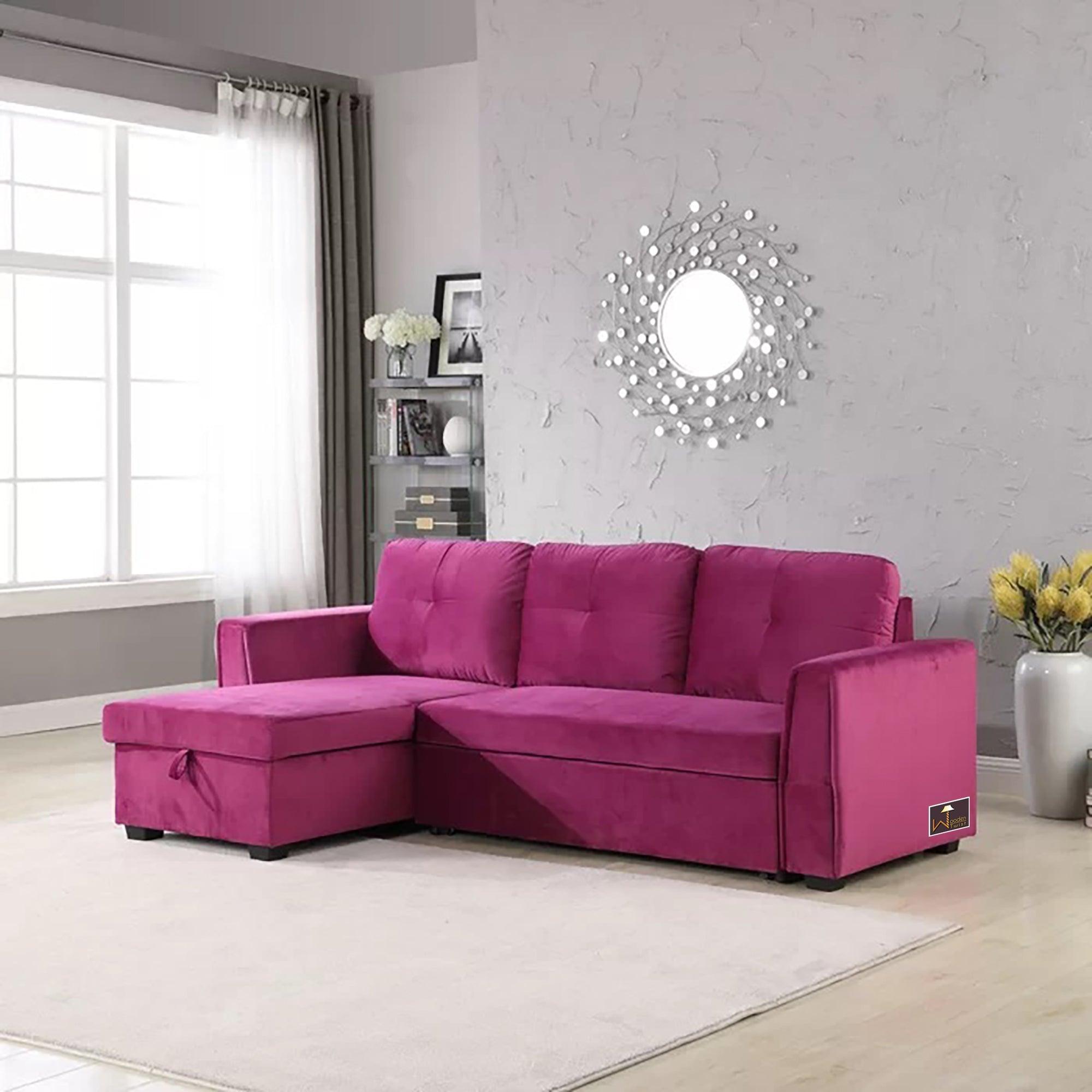 Madera 5 Seater L-Shape Sofa Cum Bed with Comfort Cushion - WoodenTwist
