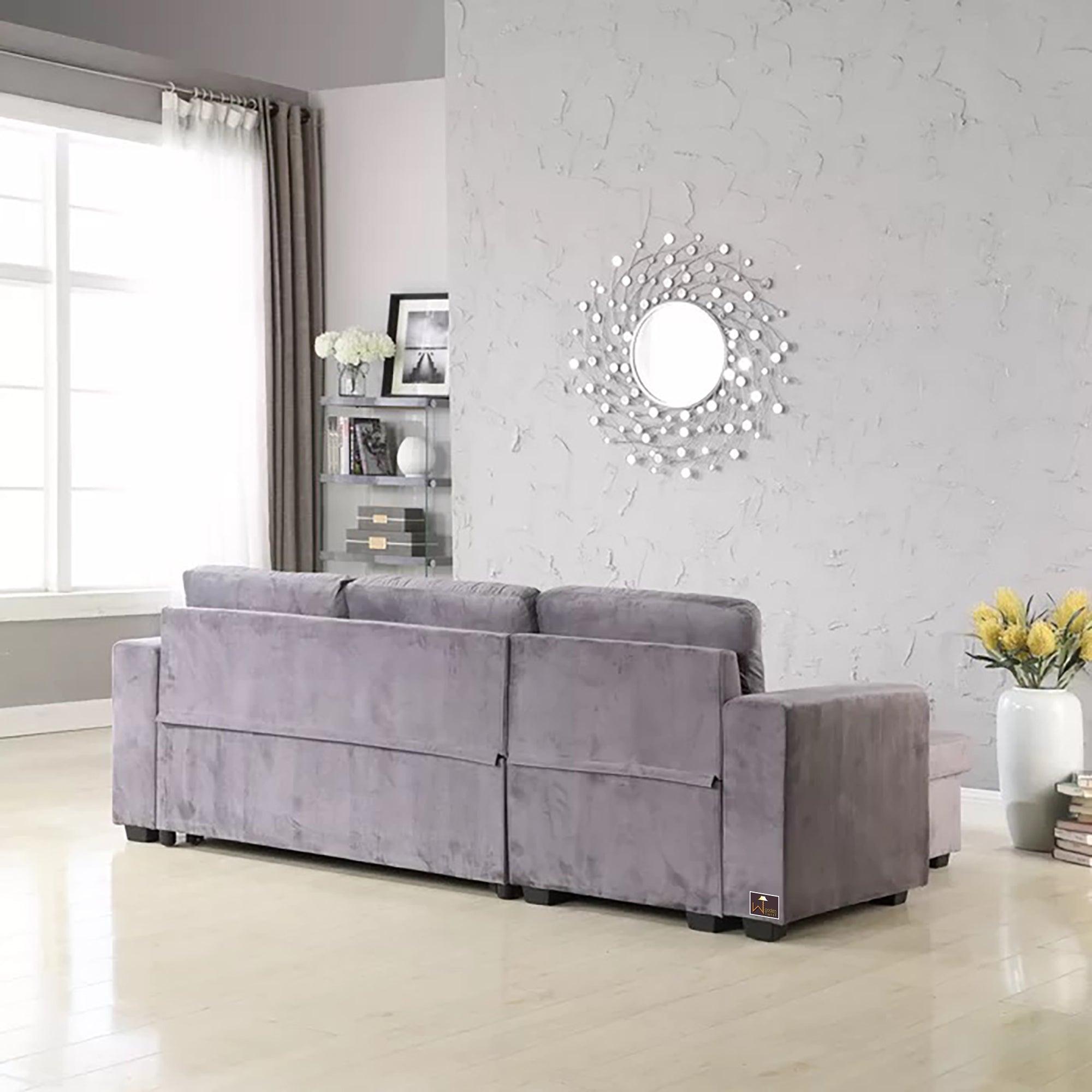 Madera 5 Seater L-Shape Sofa Cum Bed with Comfort Cushion - WoodenTwist