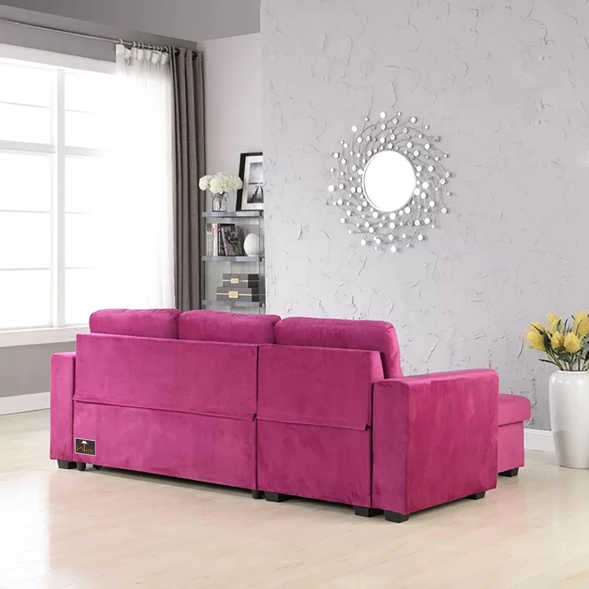 Madera 5 Seater L-Shape Sofa Cum Bed with Comfort Cushion - WoodenTwist
