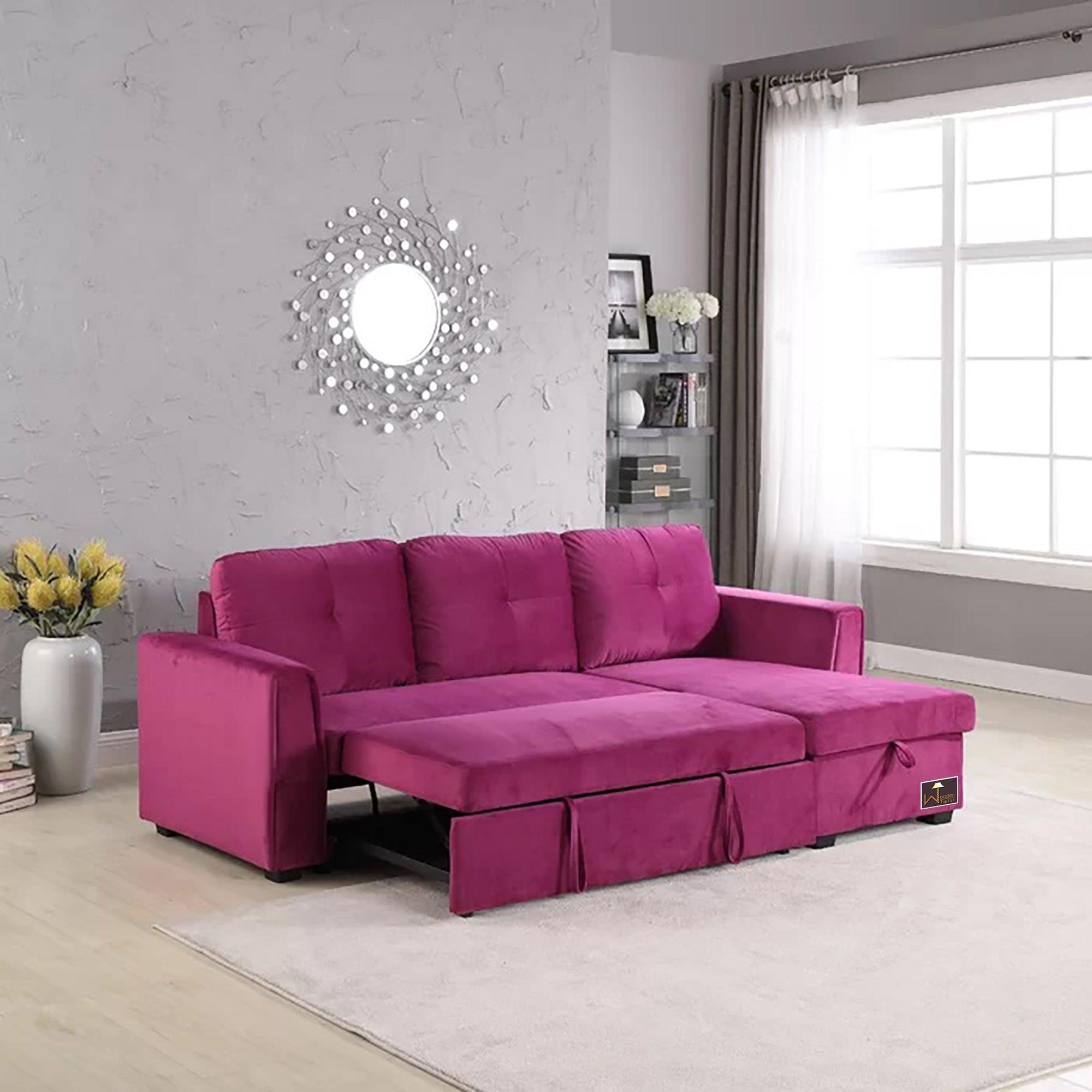 Madera 5 Seater L-Shape Sofa Cum Bed with Comfort Cushion - WoodenTwist