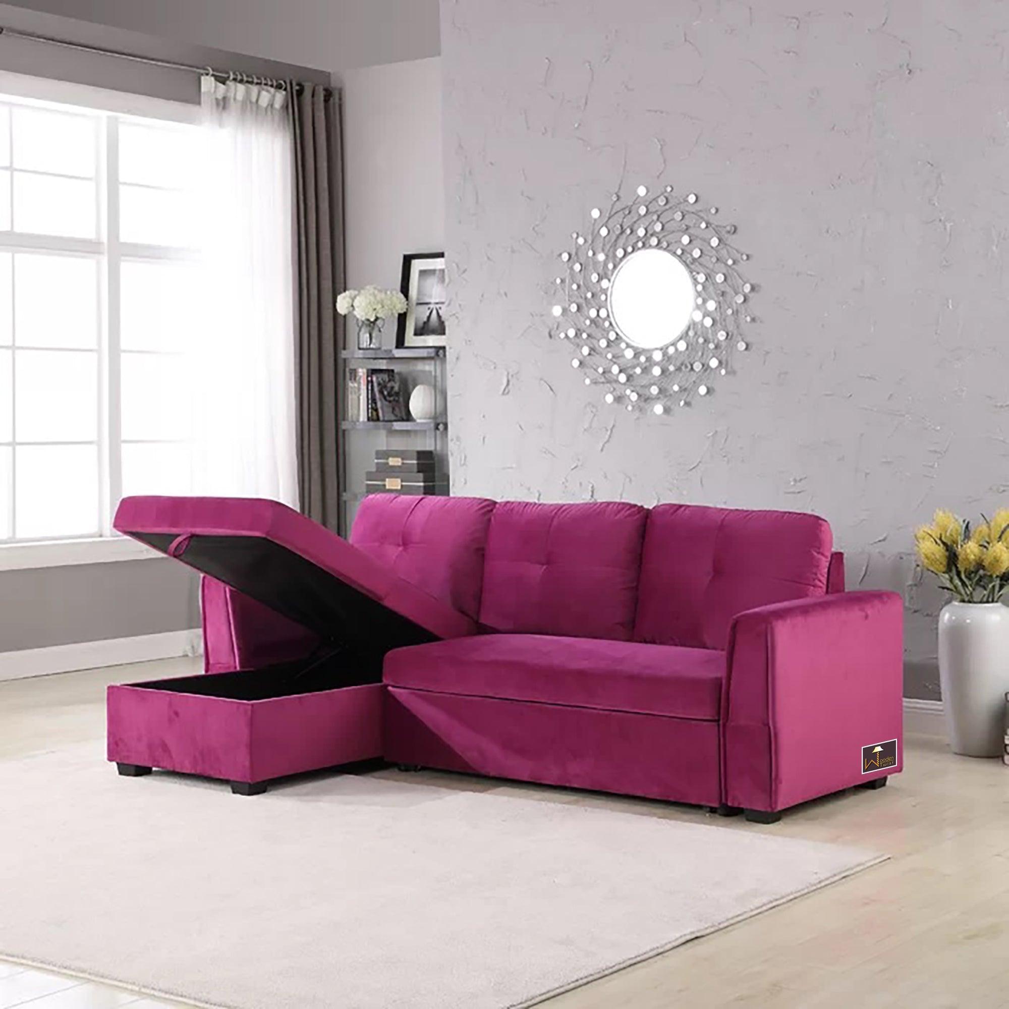 Madera 5 Seater L-Shape Sofa Cum Bed with Comfort Cushion - WoodenTwist