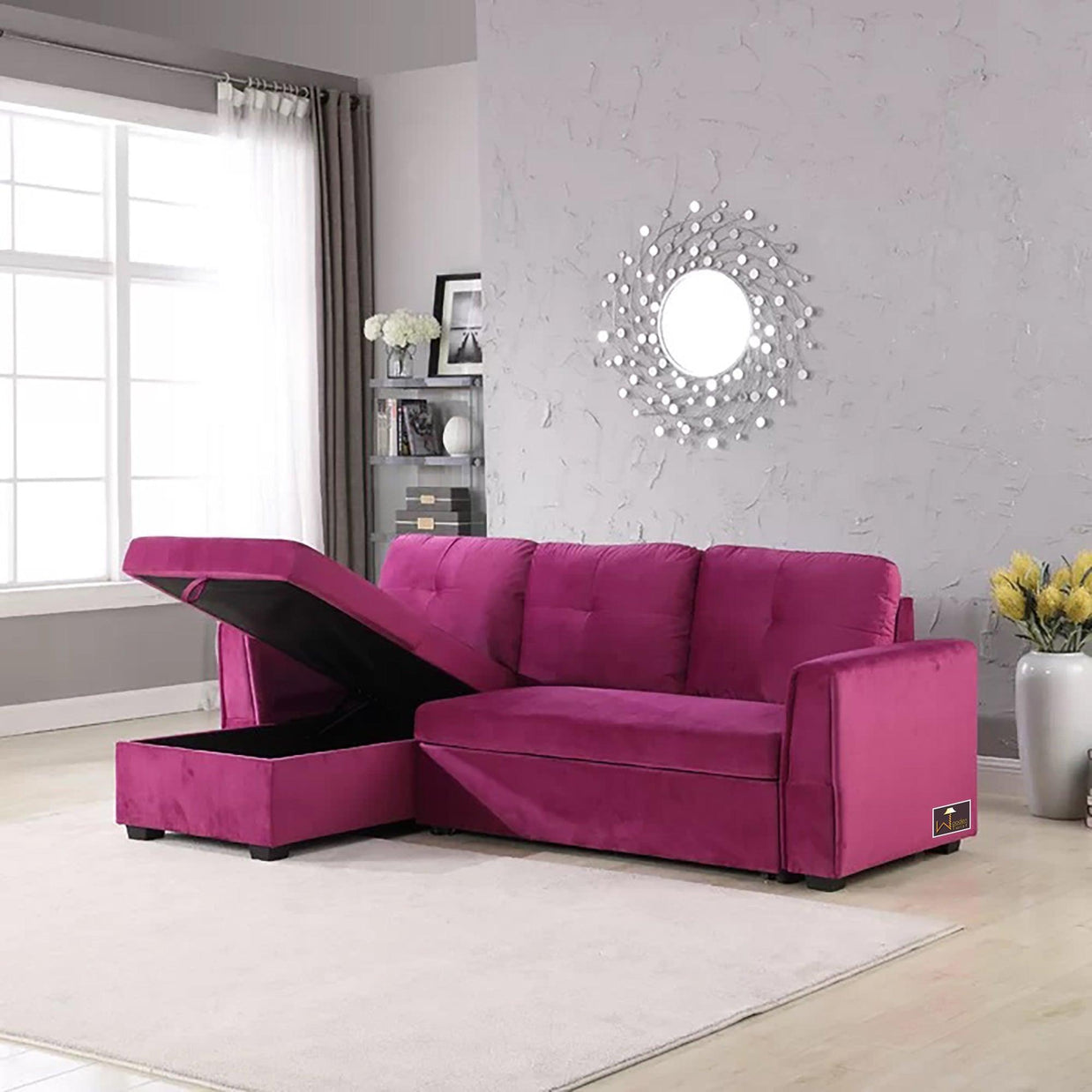 Madera 5 Seater L-Shape Sofa Cum Bed with Comfort Cushion - WoodenTwist