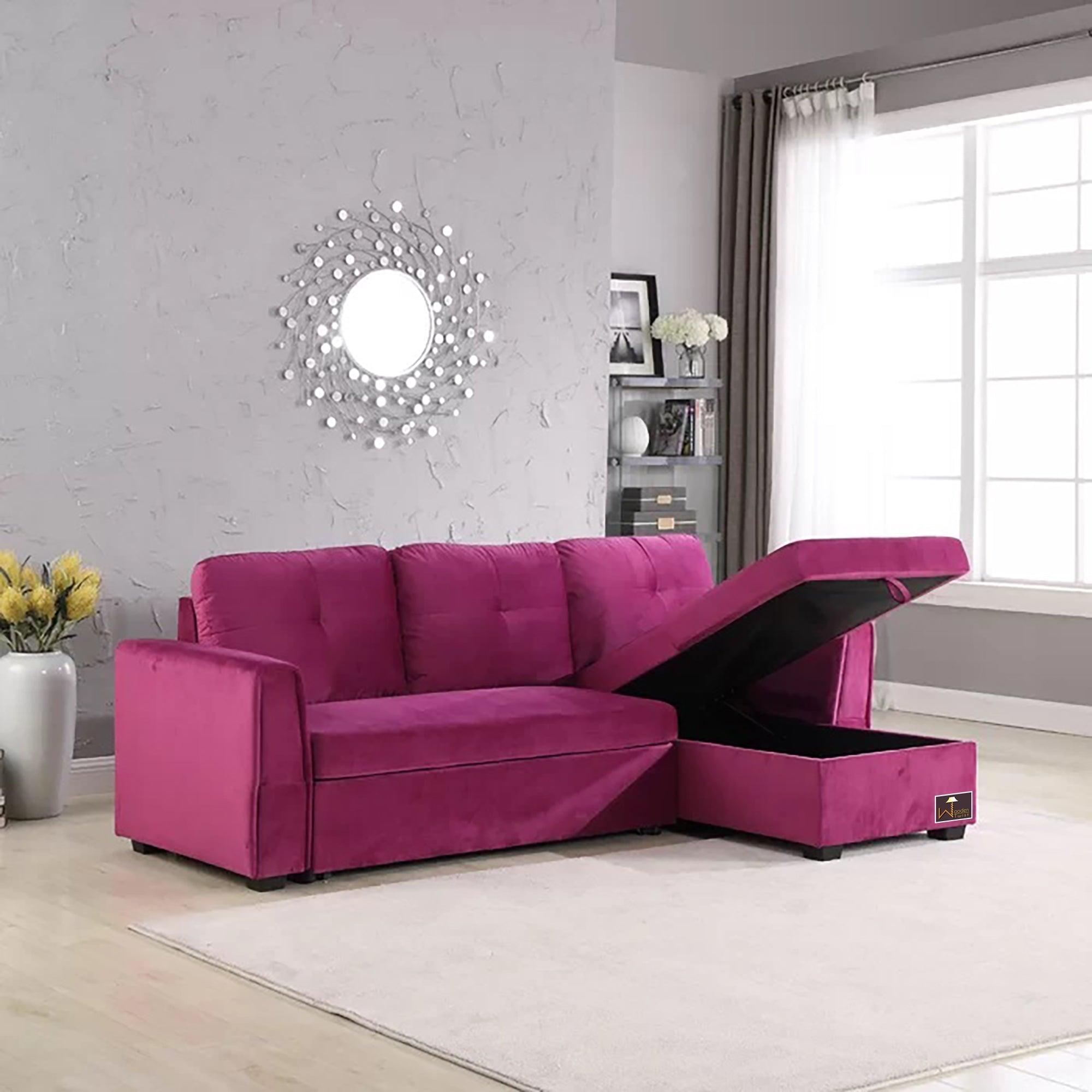 Madera 5 Seater L-Shape Sofa Cum Bed with Comfort Cushion - WoodenTwist
