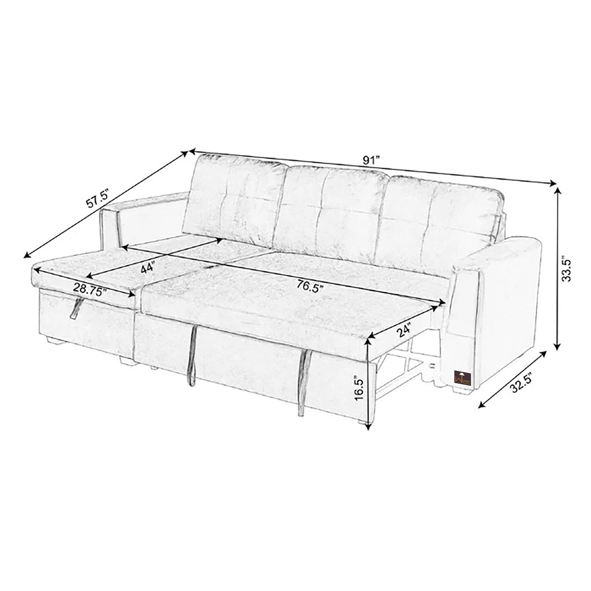 Madera 5 Seater L-Shape Sofa Cum Bed with Comfort Cushion - WoodenTwist