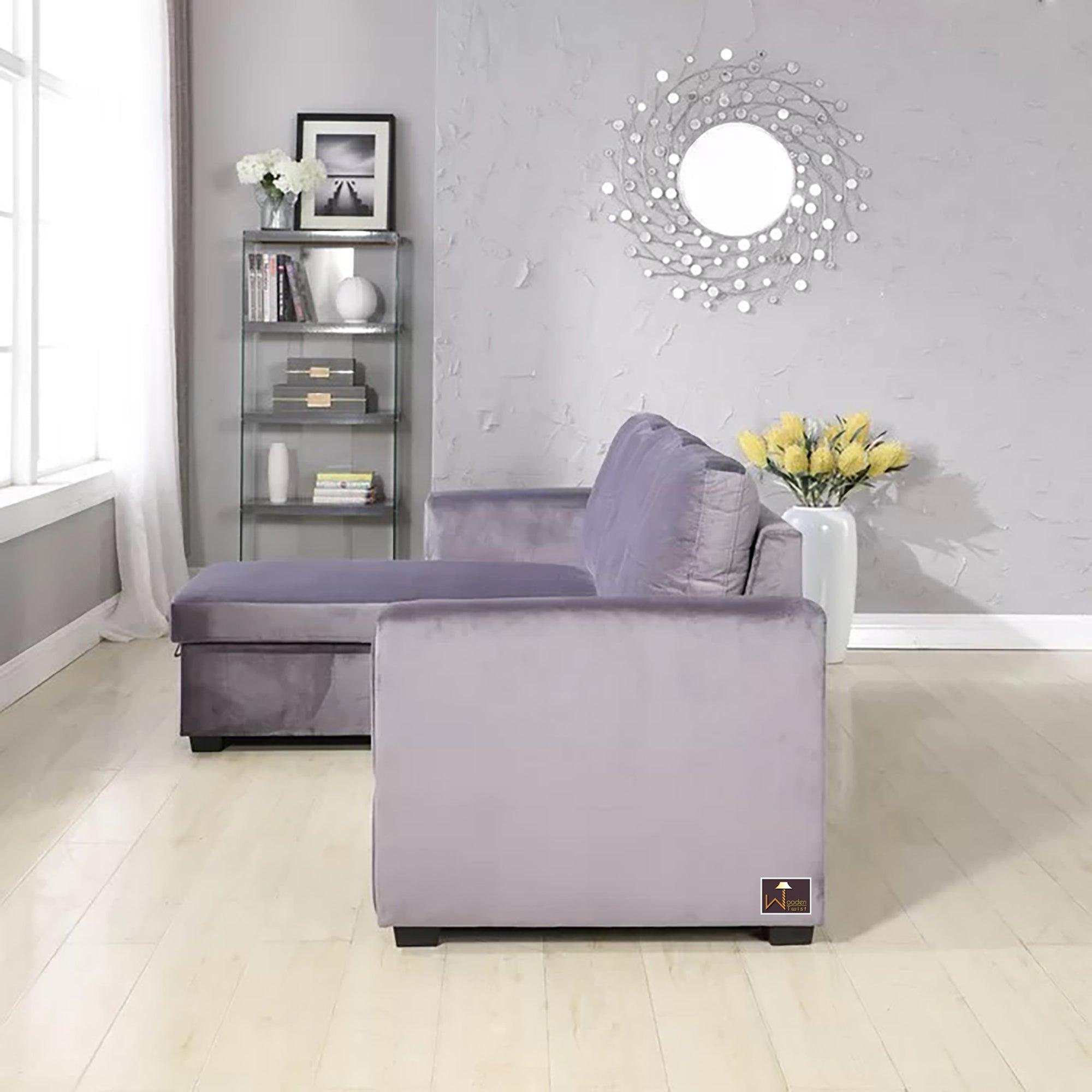 Madera 5 Seater L-Shape Sofa Cum Bed with Comfort Cushion - WoodenTwist