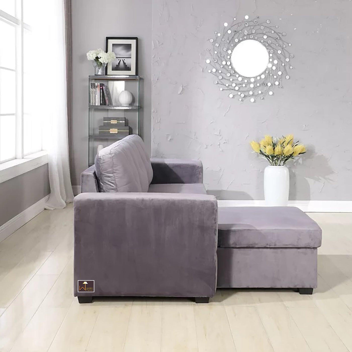 Madera 5 Seater L-Shape Sofa Cum Bed with Comfort Cushion - WoodenTwist
