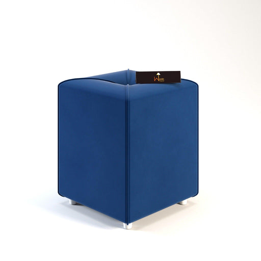 Stool for Living Room Soft Fabric Comfortable Cushion Ottoman Stool (Navy Blue) - WoodenTwist