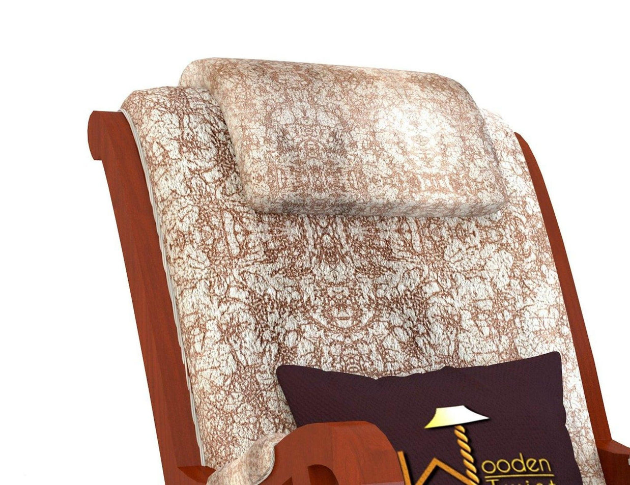 Mecedora Sheesham Wood Rocking Chair With Textured Sweat Fabric - WoodenTwist