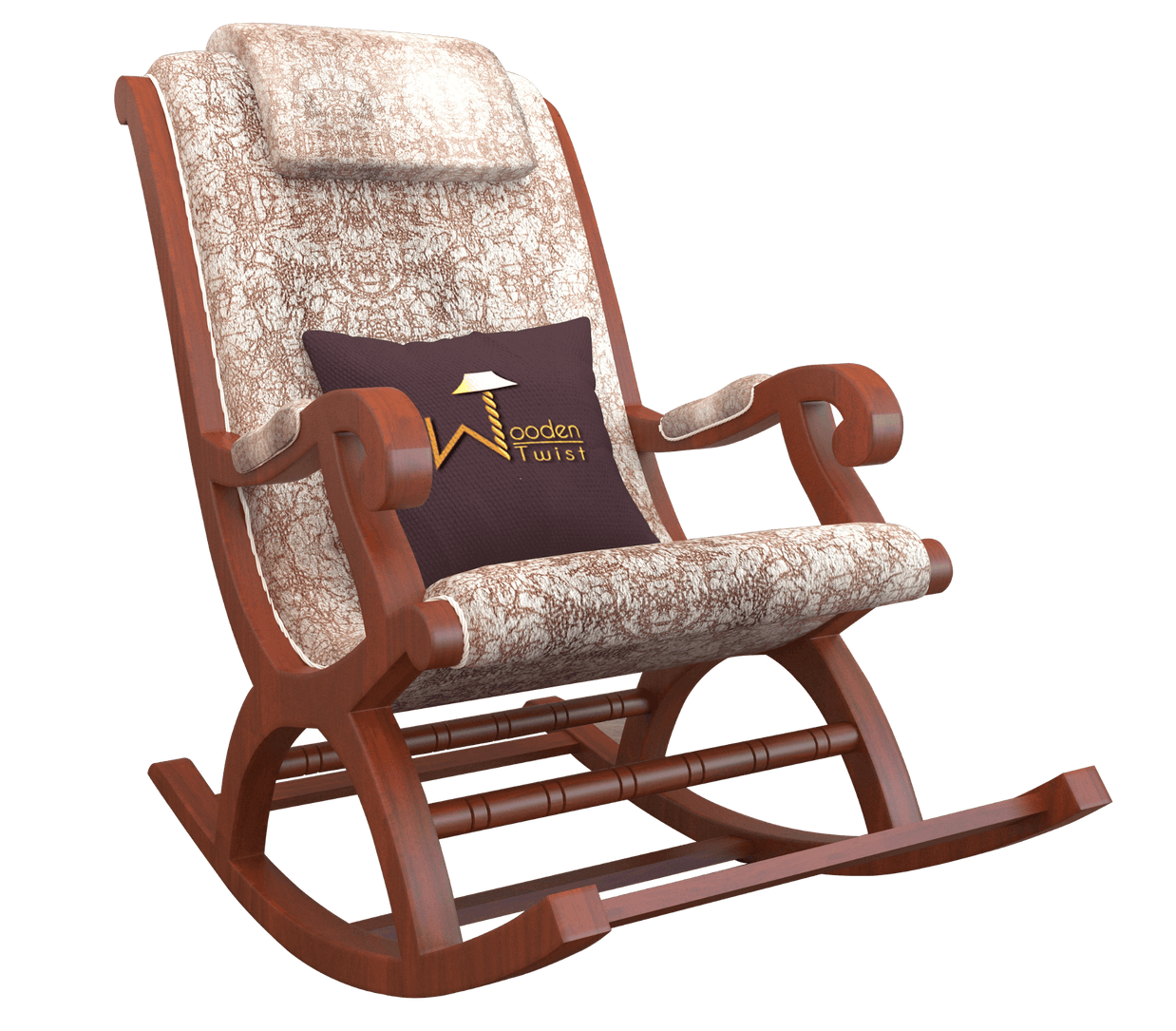 Mecedora Sheesham Wood Rocking Chair With Textured Sweat Fabric - WoodenTwist