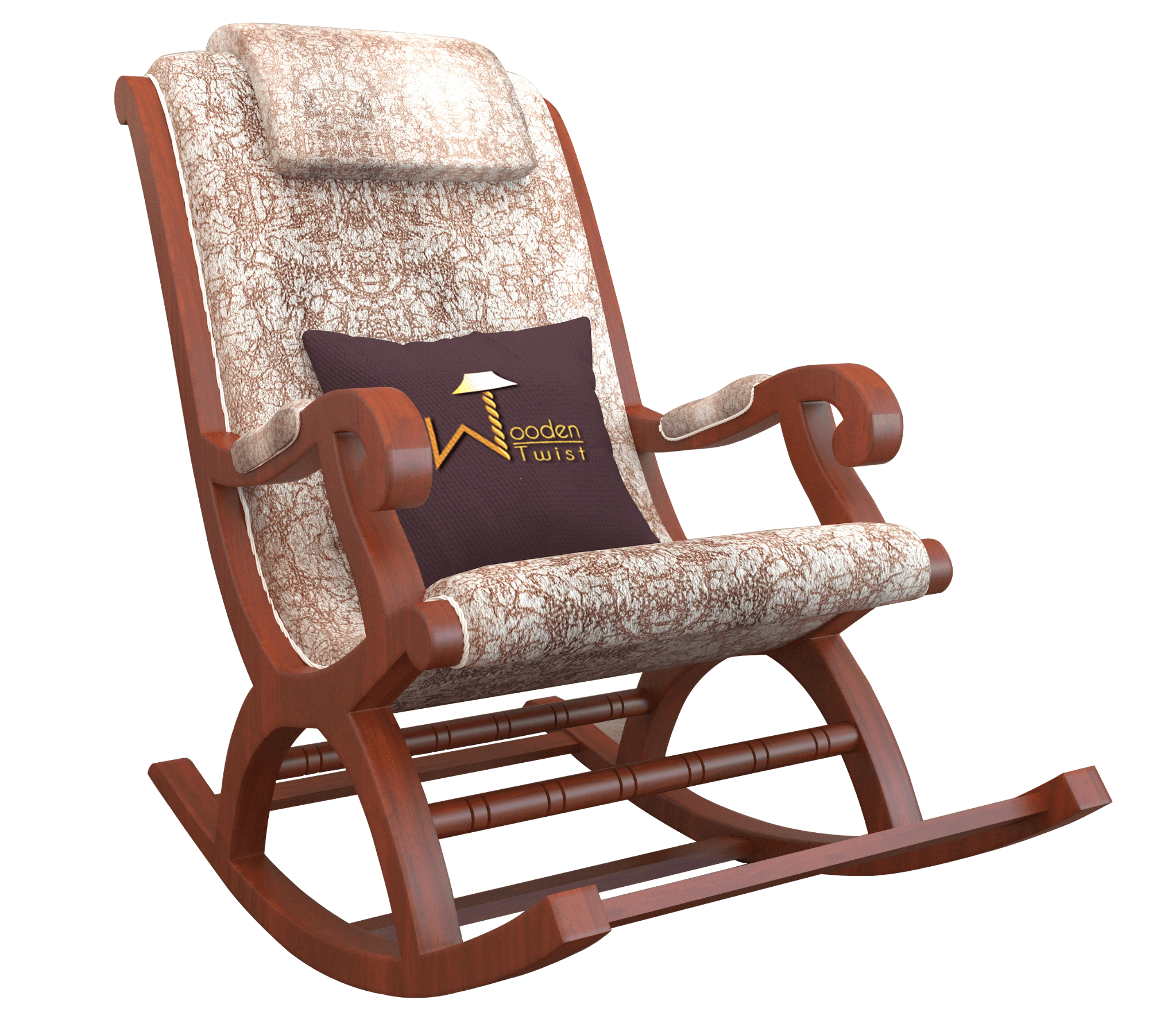 Mecedora Sheesham Wood Rocking Chair With Textured Sweat Fabric - WoodenTwist