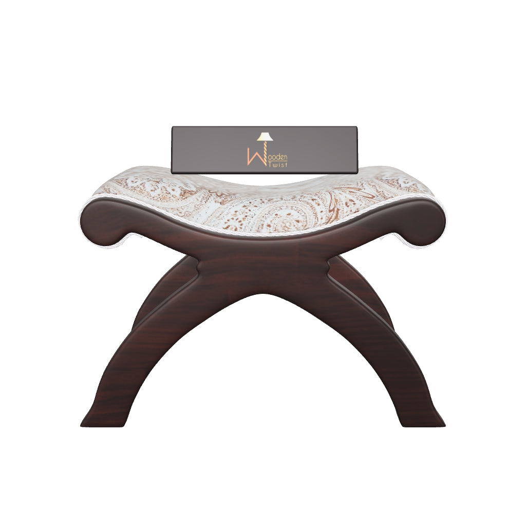 Premium Teak Wood Stool/Foot Rest in Fabric