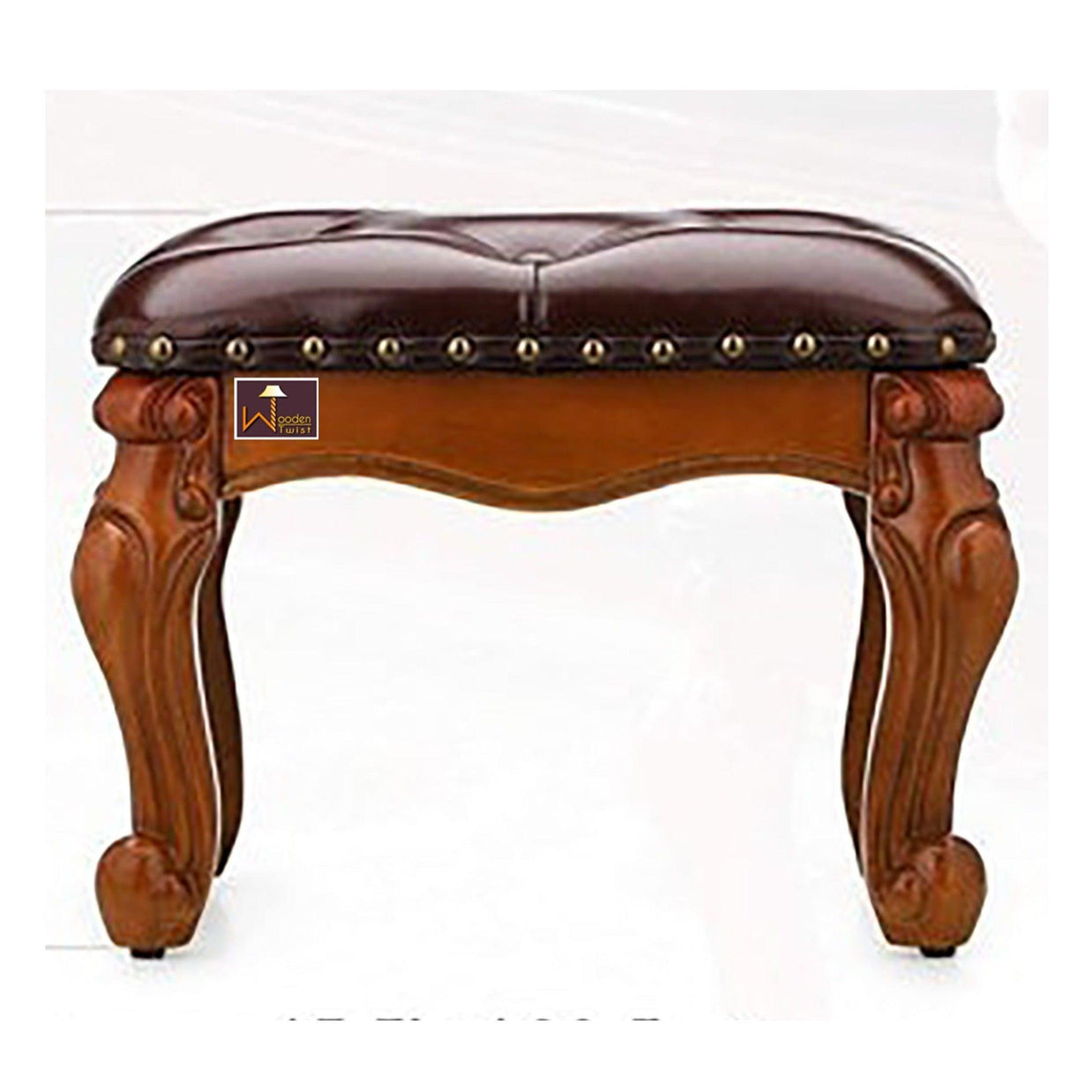 Wooden Twist Squat Teak Wood Small Footrest Pouf & Ottoman Stool - WoodenTwist