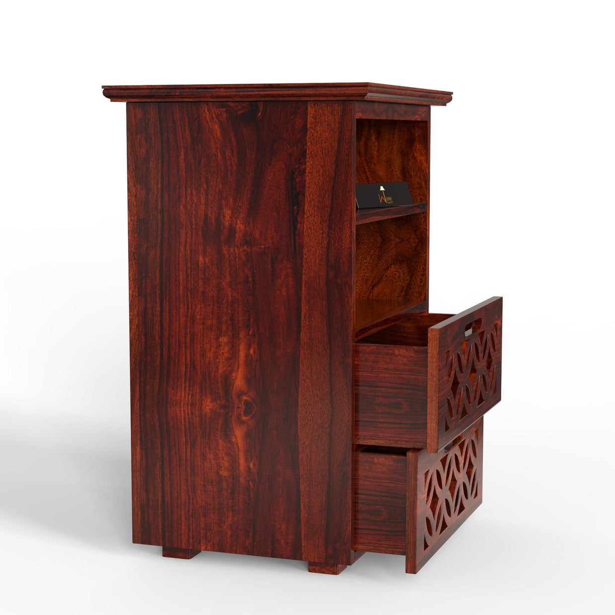 Mango Wood Bed Side Table Cabinet with 2 Drawer for Bed Room - WoodenTwist