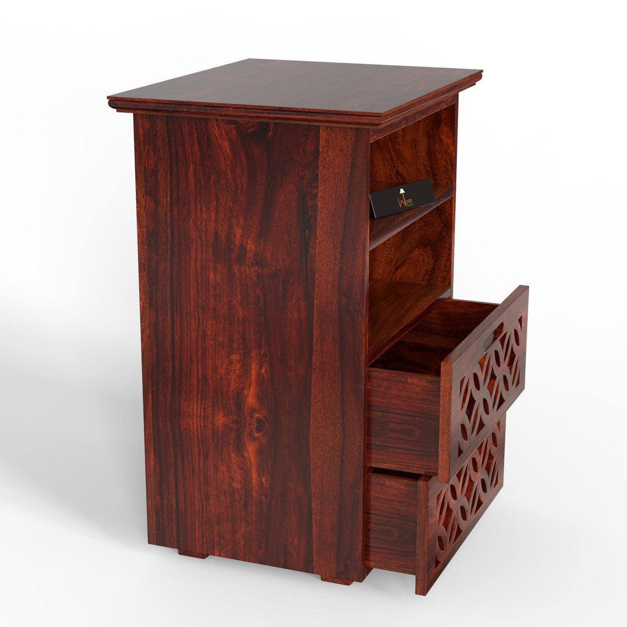 Mango Wood Bed Side Table Cabinet with 2 Drawer for Bed Room - WoodenTwist
