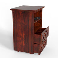 Mango Wood Bed Side Table Cabinet with 2 Drawer for Bed Room - WoodenTwist