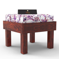 Reposa Floral Print Wooden Cushioned Stool (Sheesham Wood) - WoodenTwist