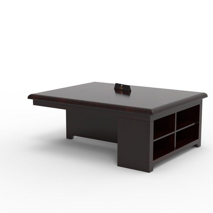 Esto Teak Wood Coffee Table Set With Side Storage - WoodenTwist