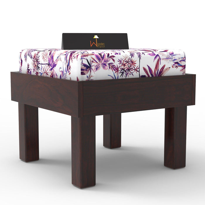 Reposa Floral Print Wooden Cushioned Stool (Sheesham Wood) - WoodenTwist