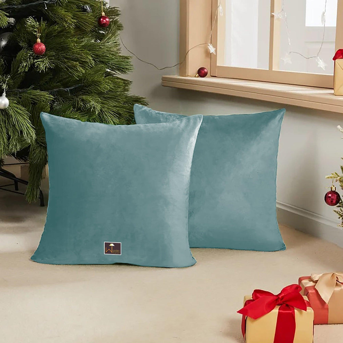 Sea Blue Velvet Cushion Covers