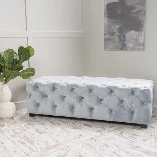 Wide Tufted Modern Bench For Living Room - WoodenTwist