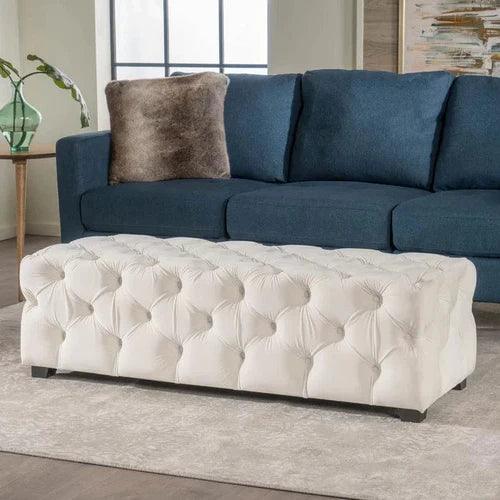 Wide Tufted Modern Bench For Living Room - WoodenTwist