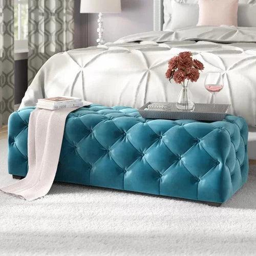 Wide Tufted Modern Bench For Living Room - WoodenTwist