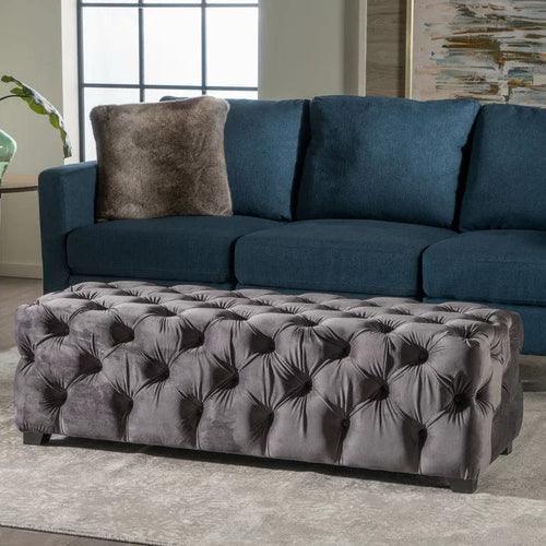 Wide Tufted Modern Bench For Living Room - WoodenTwist